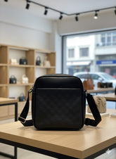 STYLISH BLACK CHECKERBOARD MESSENGER BAG